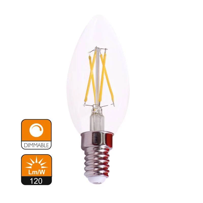 RSR 0353D Clear Candle Led Bulb C35 E14 5W 2700K Dimmable