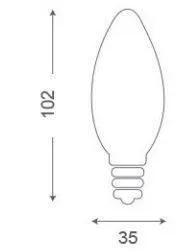 RSR 0353D Clear Candle Led Bulb C35 E14 5W 2700K Dimmable