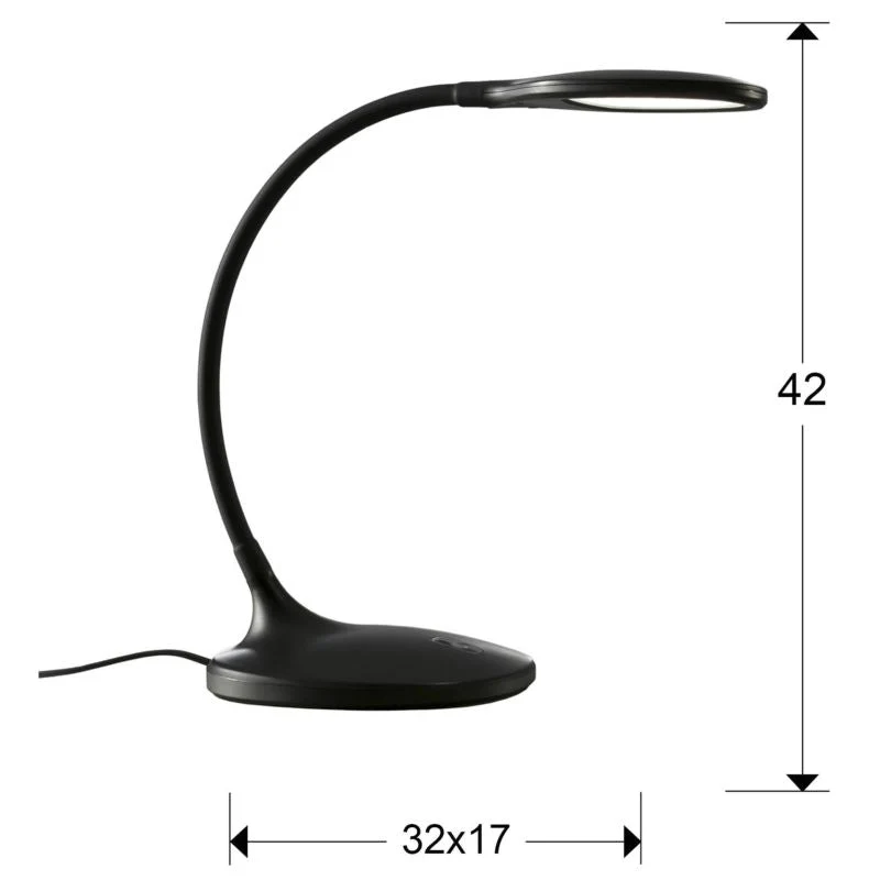 Lampe de bureau Schuller SCOOP 1L H 42cm, LED noire