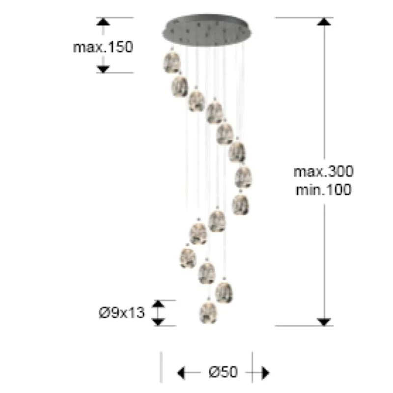 Lustre Schuller ROCIO 14L D 50cm chromé