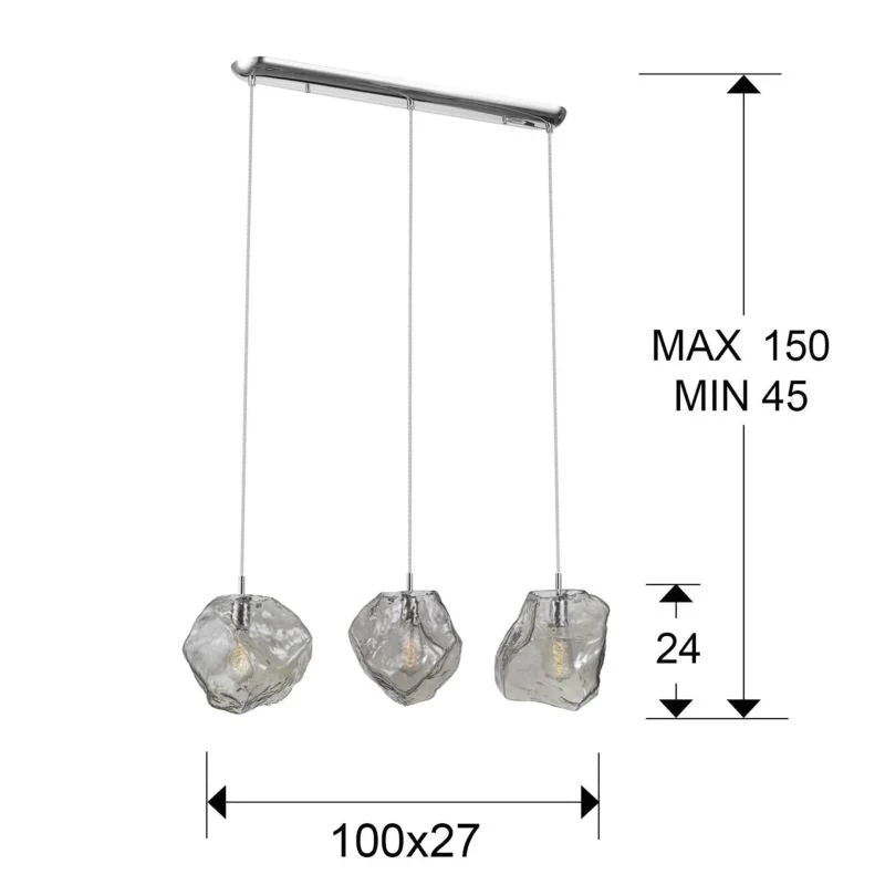 Suspension linéaire Schuller PETRA 3L L 100 cm, chromée