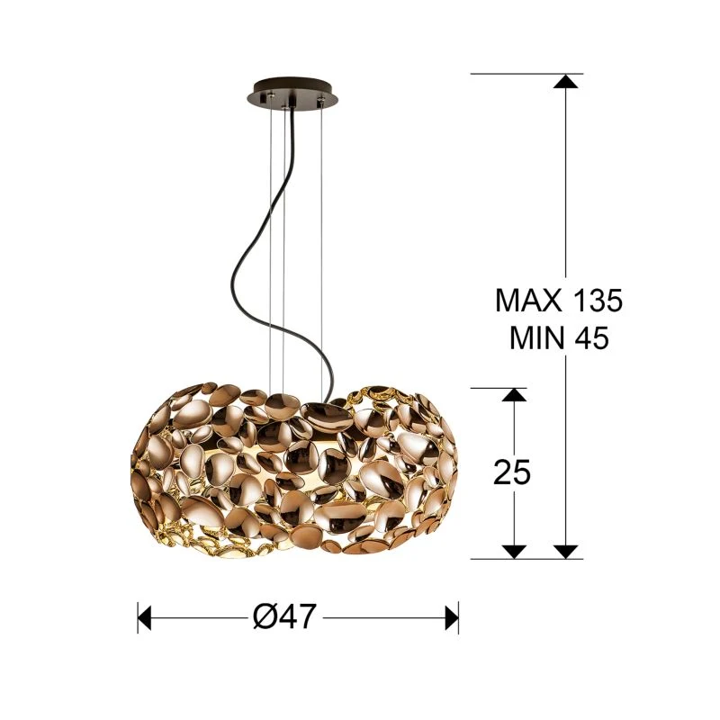 Suspension Schuller NARISA 5L D 47cm, LED dorée
