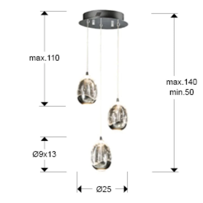 Suspension Schuller ROCIO 3L D 25cm, LED chromée