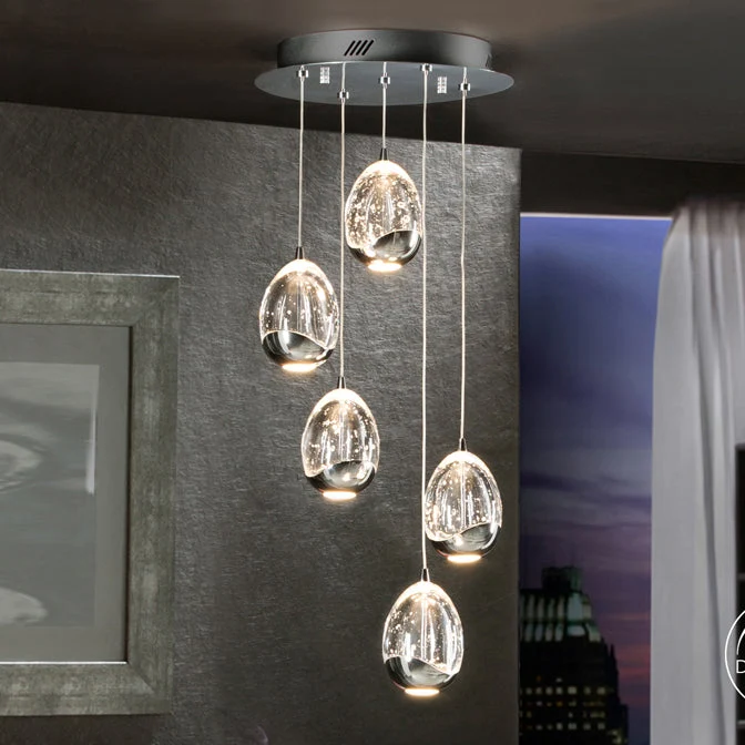 Suspension Schuller ROCIO 5L D 30cm, LED chromée