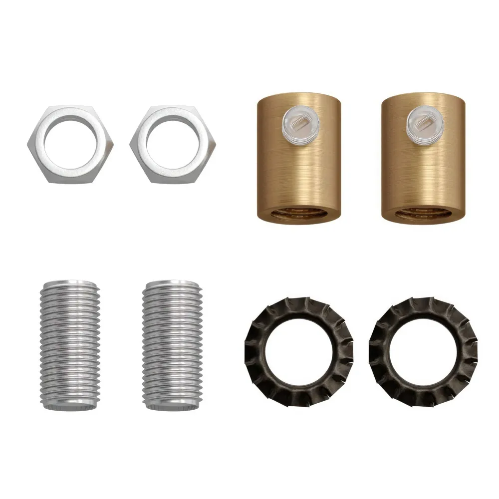 Serre-câble cylindrique en métal complet avec tige, écrou et rondelle - Bronze satiné