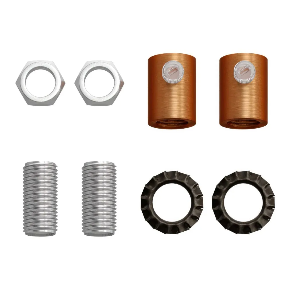 Serre-câble cylindrique en métal complet avec tige, écrou et rondelle - Cuivre satiné