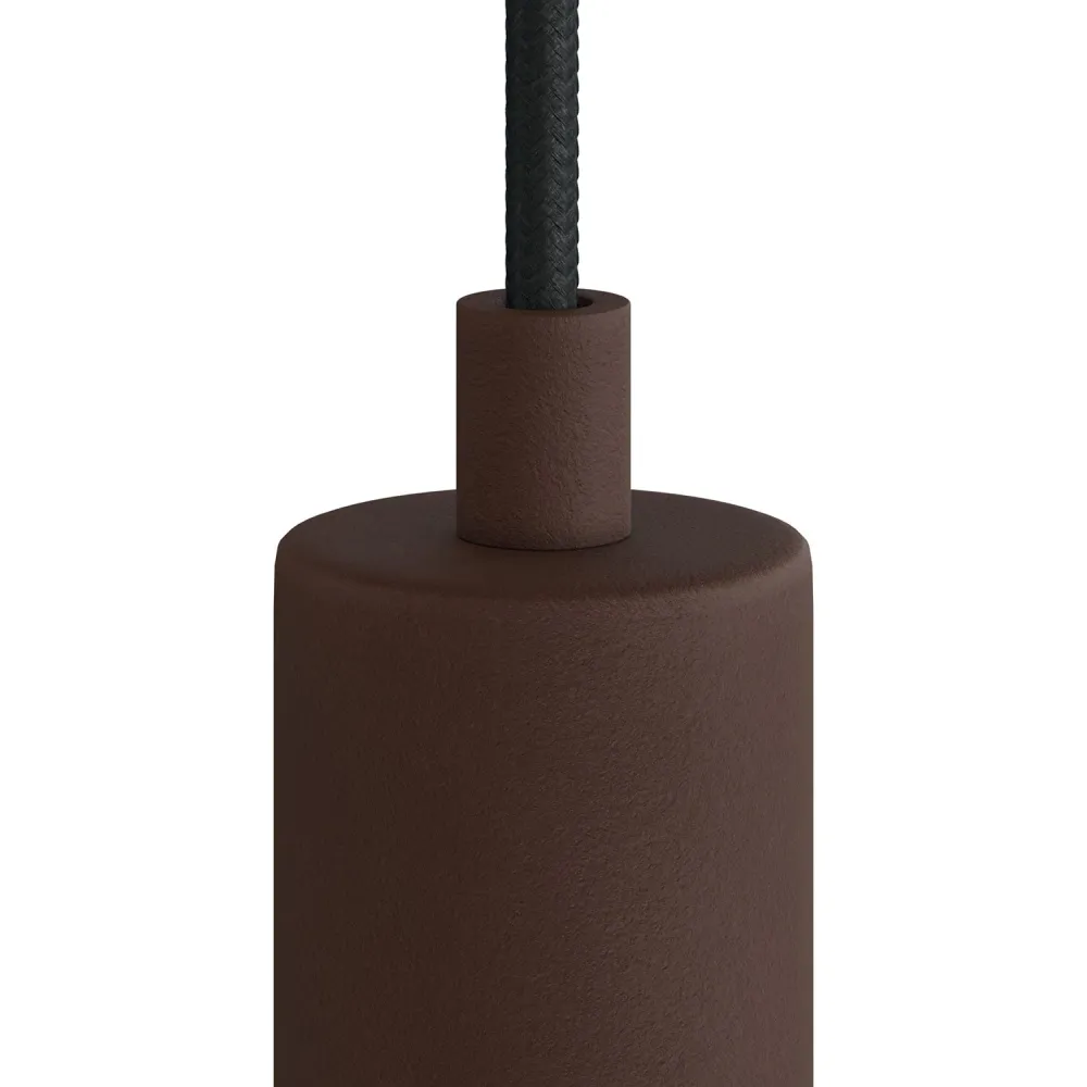 Serre-câble cylindrique en métal complet avec tige, écrou et rondelle - Rouille foncée peinte