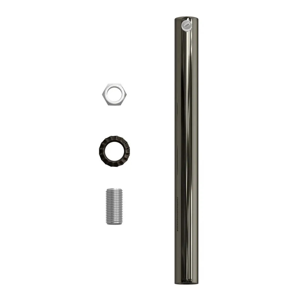 Serre-câble cylindrique en métal longueur 15 cm complet avec tige, écrou et rondelle - Noir perle