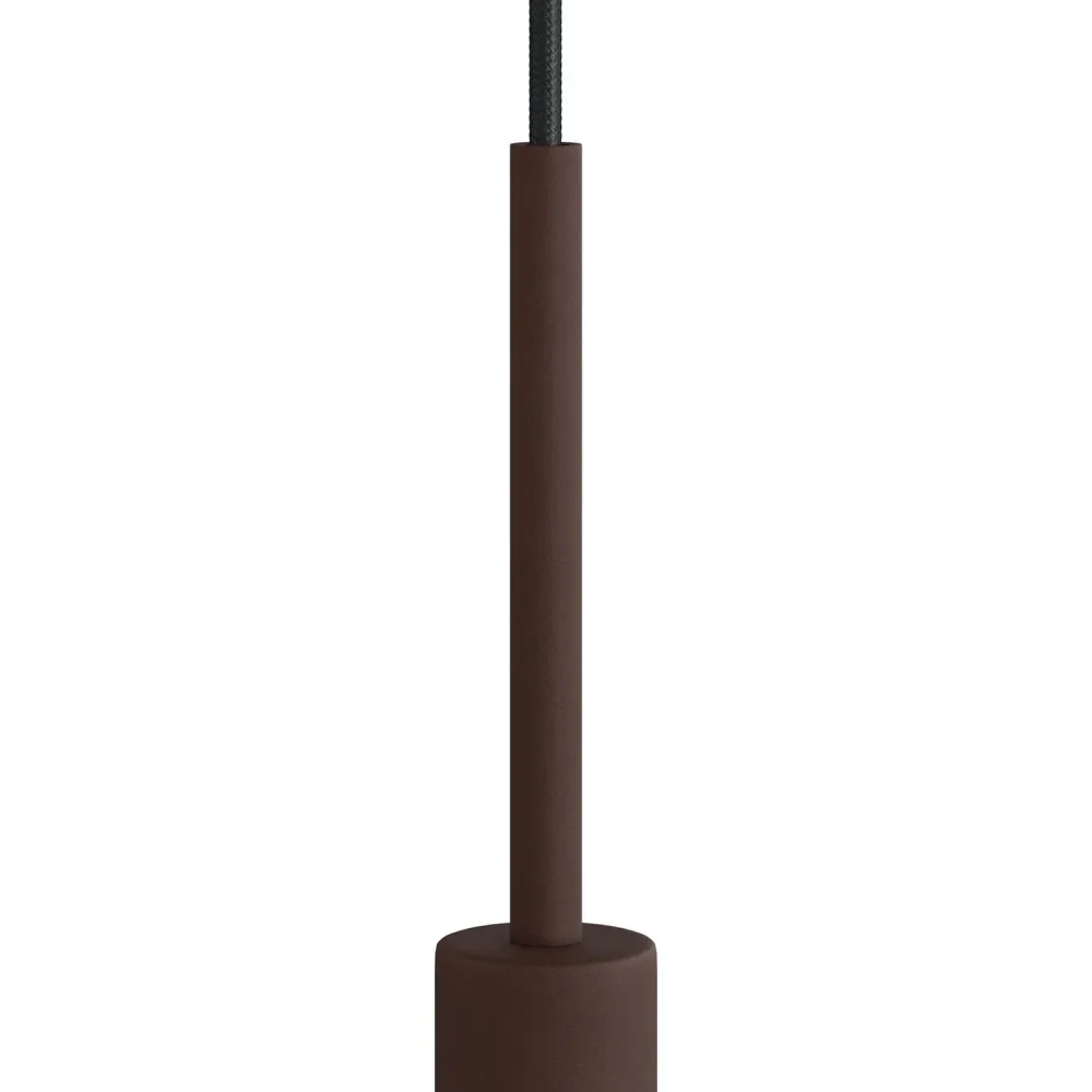 Serre-câble cylindrique en métal longueur 15 cm complet avec tige, écrou et rondelle - Rouille foncée laquée