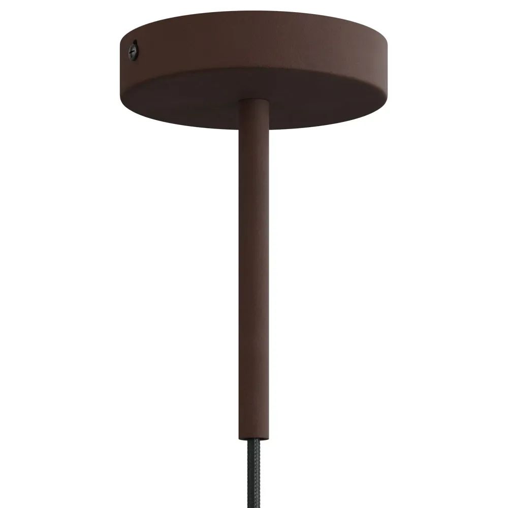 Serre-câble cylindrique en métal longueur 15 cm complet avec tige, écrou et rondelle - Rouille foncée laquée