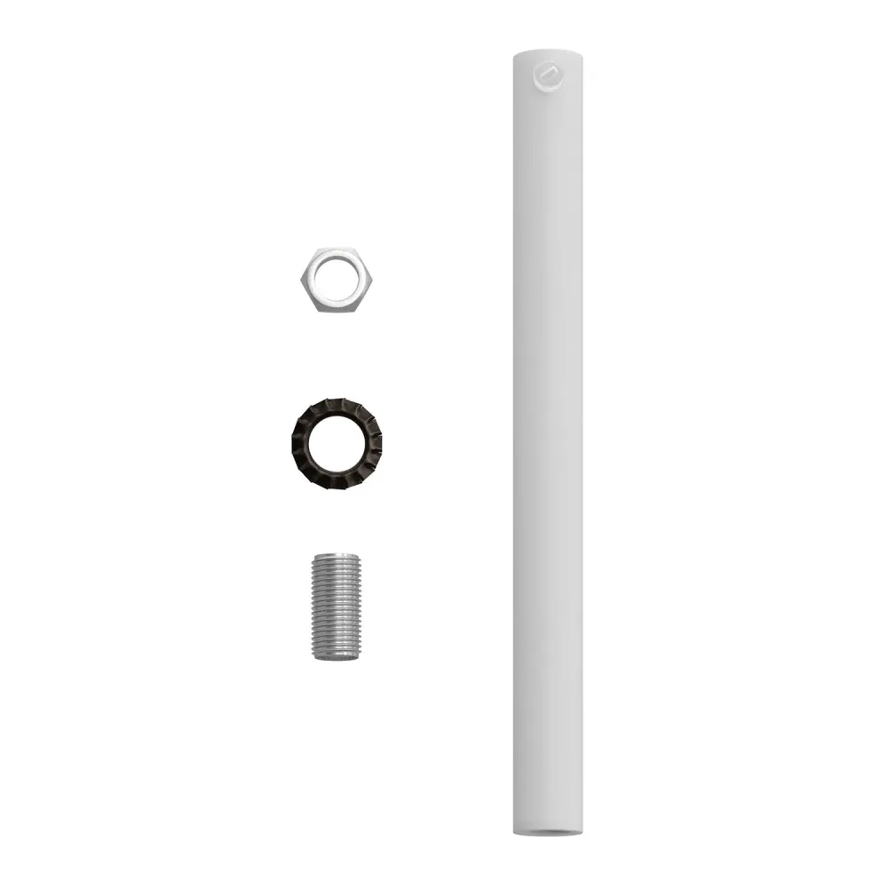 Serre-câble cylindrique en métal longueur 15 cm complet avec tige, écrou et rondelle - Blanc