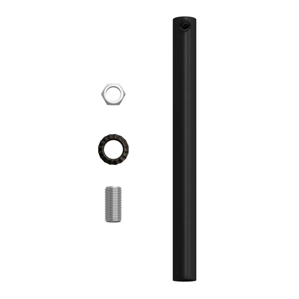 Serre-câble cylindrique en métal longueur 15 cm complet avec tige, écrou et rondelle - Noir