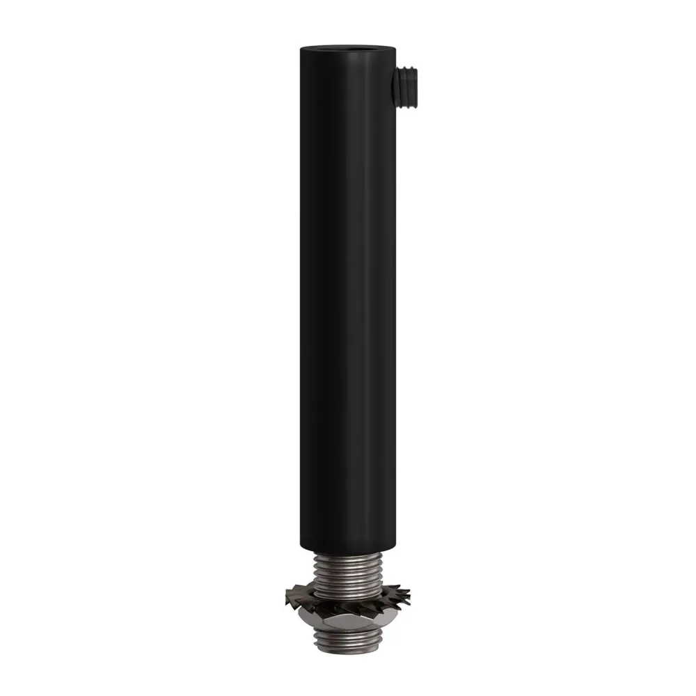 Serre-câble cylindrique en métal longueur 7 cm complet avec tige, écrou et rondelle - Noir