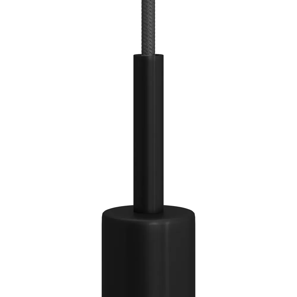 Serre-câble cylindrique en métal longueur 7 cm complet avec tige, écrou et rondelle - Noir