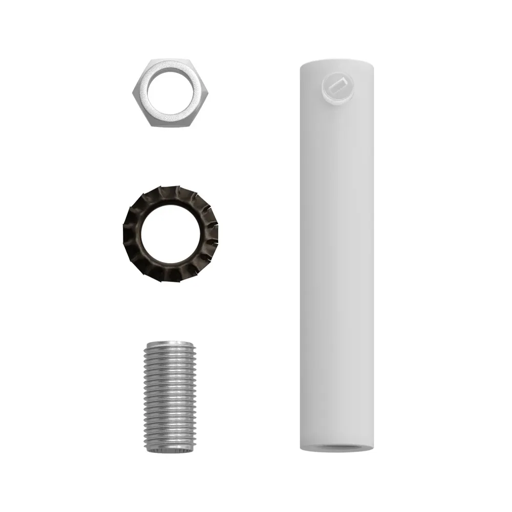 Serre-câble cylindrique en métal, longueur 7 cm, complet avec tige, écrou et rondelle - Blanc