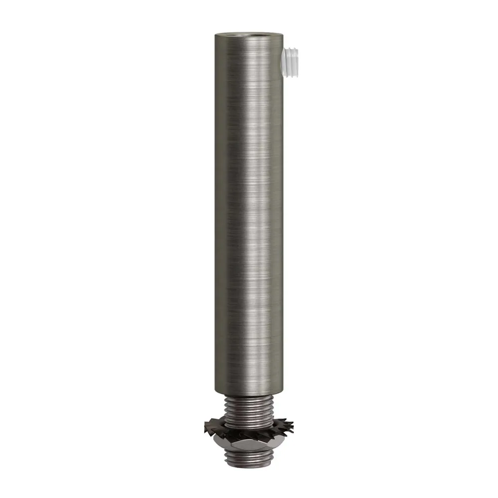 Serre-câble cylindrique en métal longueur 7 cm complet de tige, écrou et rondelle - Titane satiné