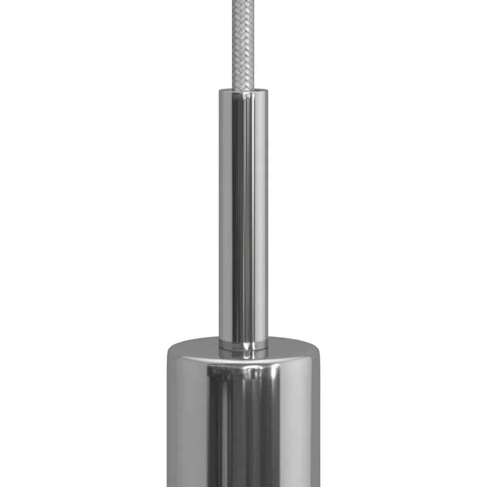 Serre-câble cylindrique en métal longueur 7 cm complet de tige, écrou et rondelle - Chrome