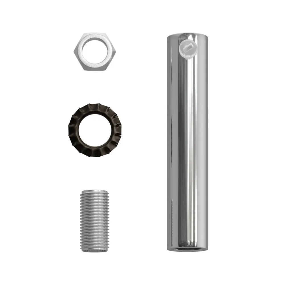 Serre-câble cylindrique en métal longueur 7 cm complet de tige, écrou et rondelle - Chrome