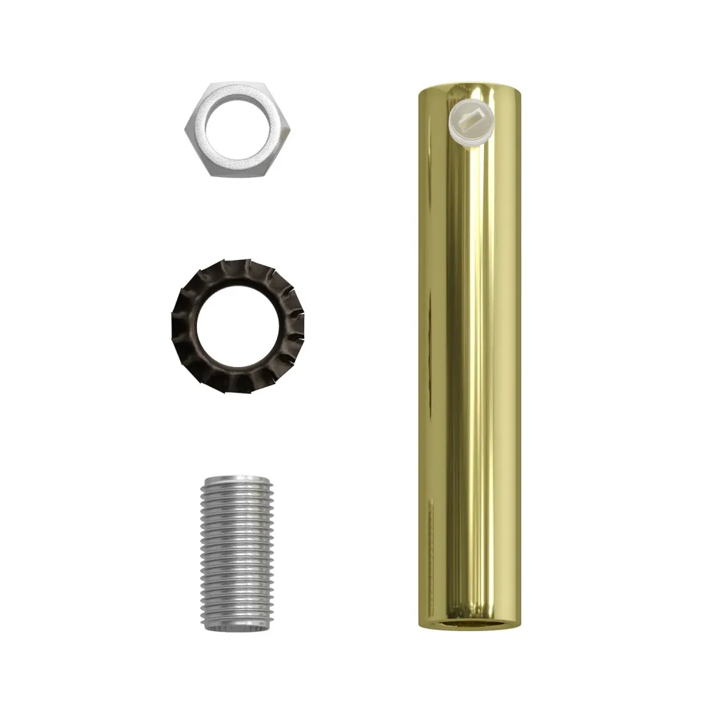 Serre-câble cylindrique en métal longueur 7 cm complet de tige, écrou et rondelle - Laiton