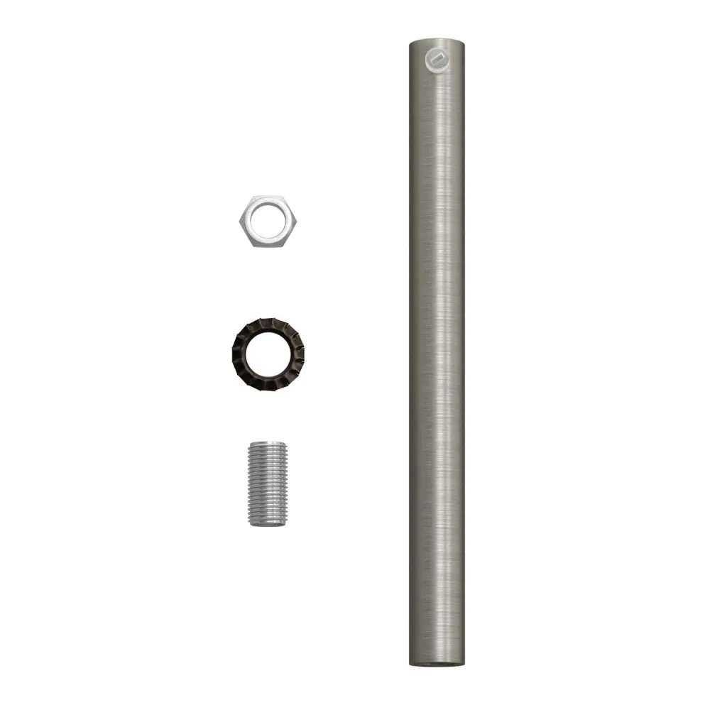 Serre-câble cylindrique en métal longueur 15 cm complet de tige, écrou et rondelle - Titane satiné