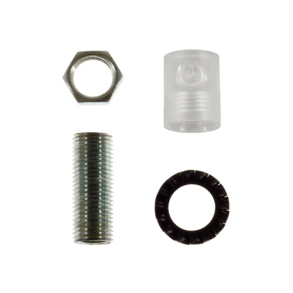 Serre-câble cylindrique en plastique complet de tige, écrou et rondelle - Transparent