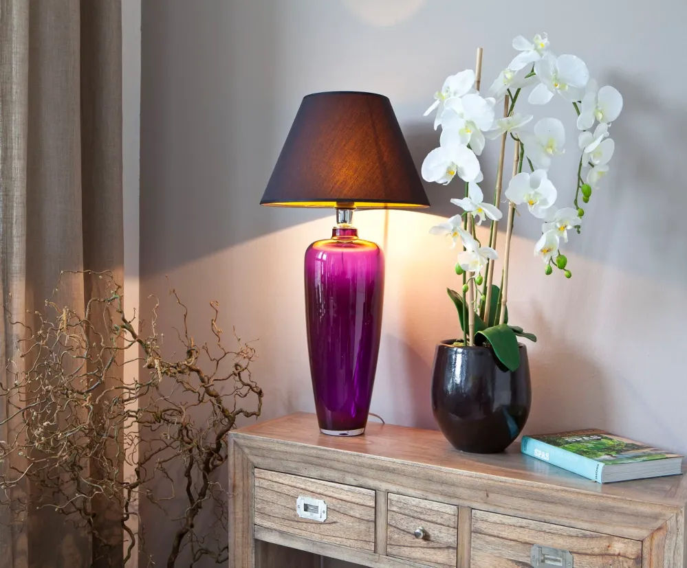 Lampe en verre Signature violet vert étroit Signature Home Collection