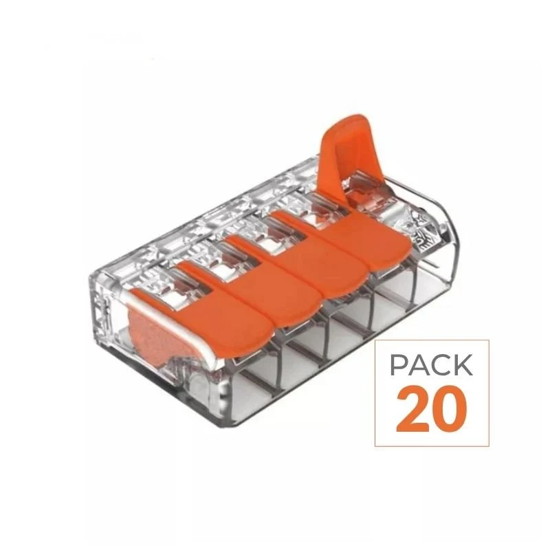 Borne de raccordement à levier 5 entrées (Pack de 20) Silamp