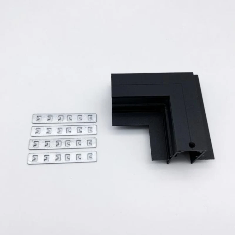 Connecteur Angle 90° pour Rail Magnétique Encastré Noir + Connecteur Souple Silamp