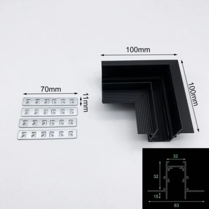Connecteur Angle 90° pour Rail Magnétique Encastré Noir + Connecteur Souple Silamp