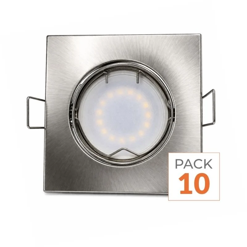Kit Spot LED GU10 encastrable avec Ampoule LED 6W (Pack de 10) Silamp