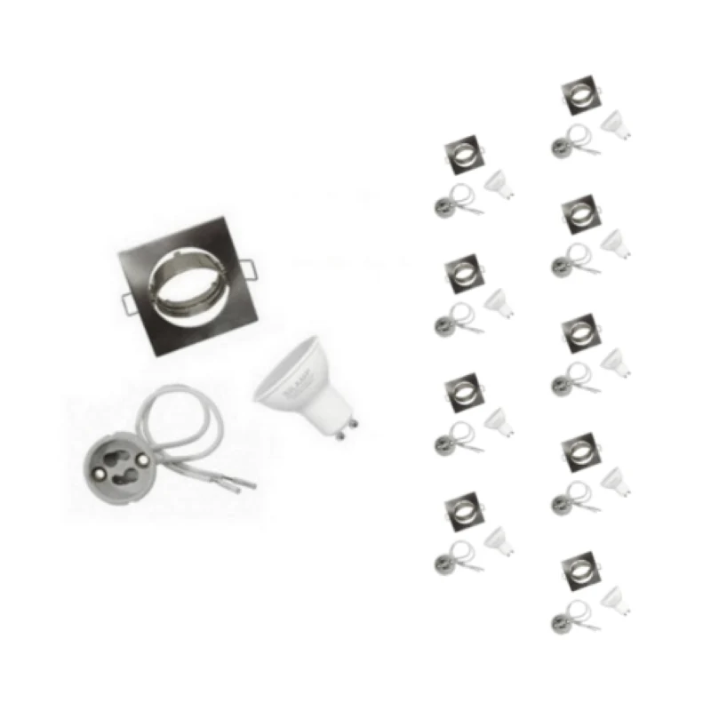 Kit Spot LED GU10 encastrable avec Ampoule LED 6W (Pack de 10) Silamp