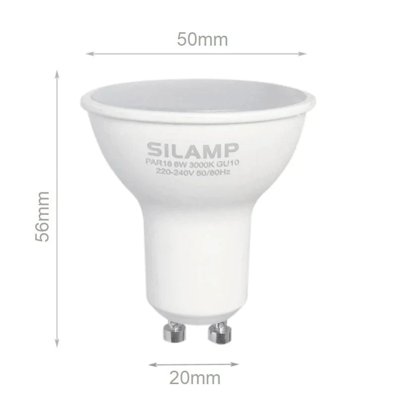 Kit Spot LED GU10 encastrable avec Ampoule LED 6W (Pack de 10) Silamp