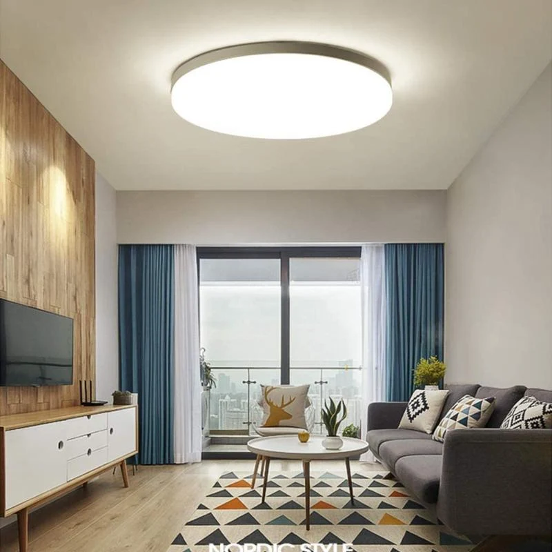 Plafonnier LED Rond 40W 220V Contour Argenté Silamp