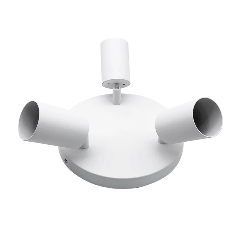Plafonnier Rond 3 Spots Orientables Alu Blanc pour Ampoule GU10 Silamp