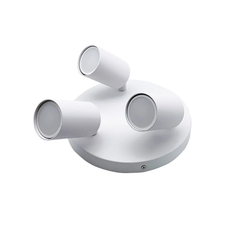 Plafonnier Rond 3 Spots Orientables Alu Blanc pour Ampoule GU10 Silamp