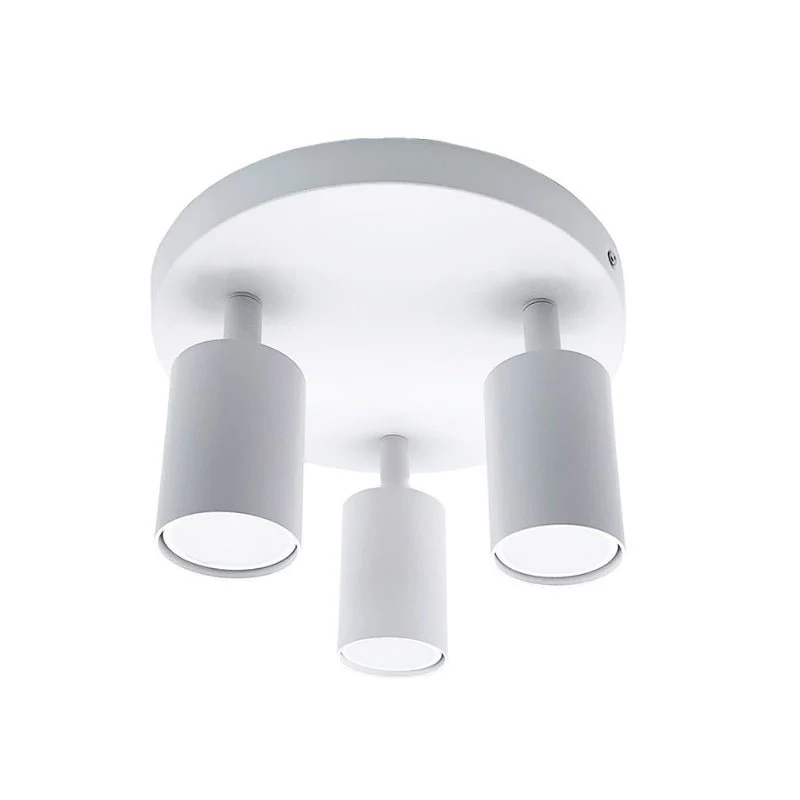 Plafonnier Rond 3 Spots Orientables Alu Blanc pour Ampoule GU10 Silamp