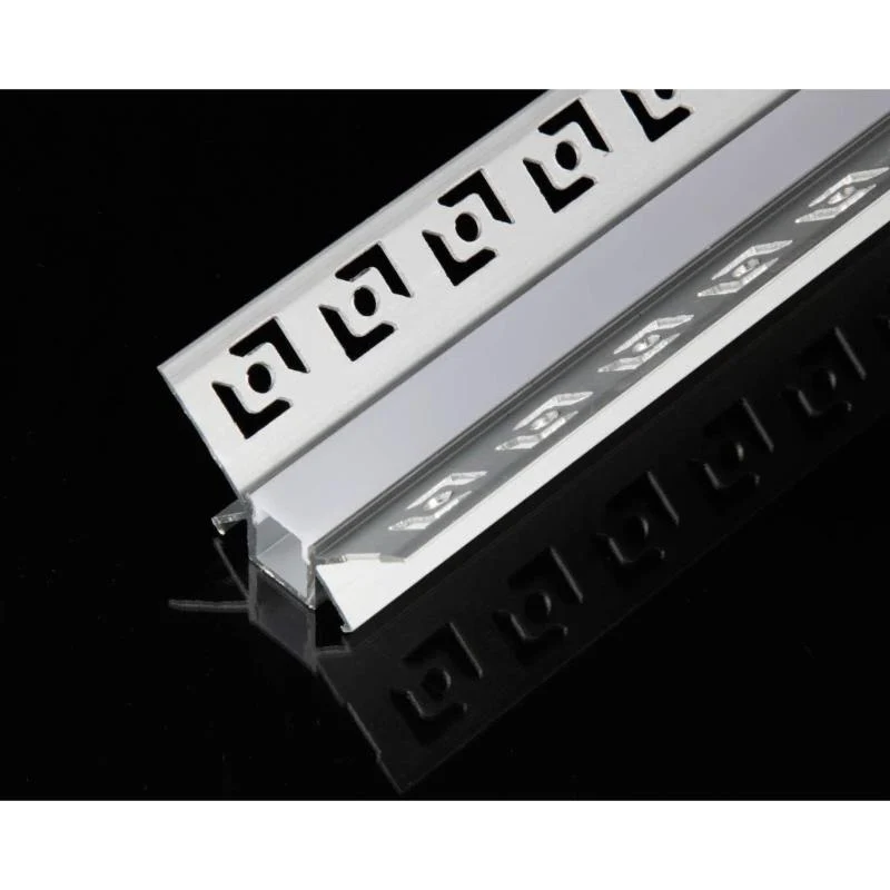 Profilé Aluminium encastré d'angle 1m pour Ruban LED Couvercle Blanc Opaque Silamp