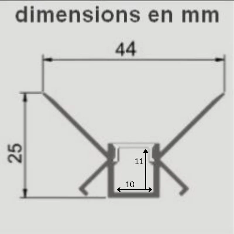 Profilé Aluminium encastré d'angle 1m pour Ruban LED Couvercle Blanc Opaque Silamp