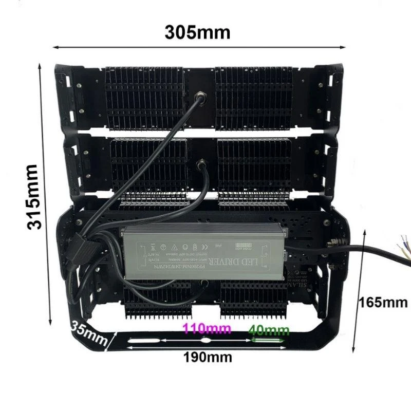 Projecteur LED Puissant Industriel 200W IP65 Noir Silamp