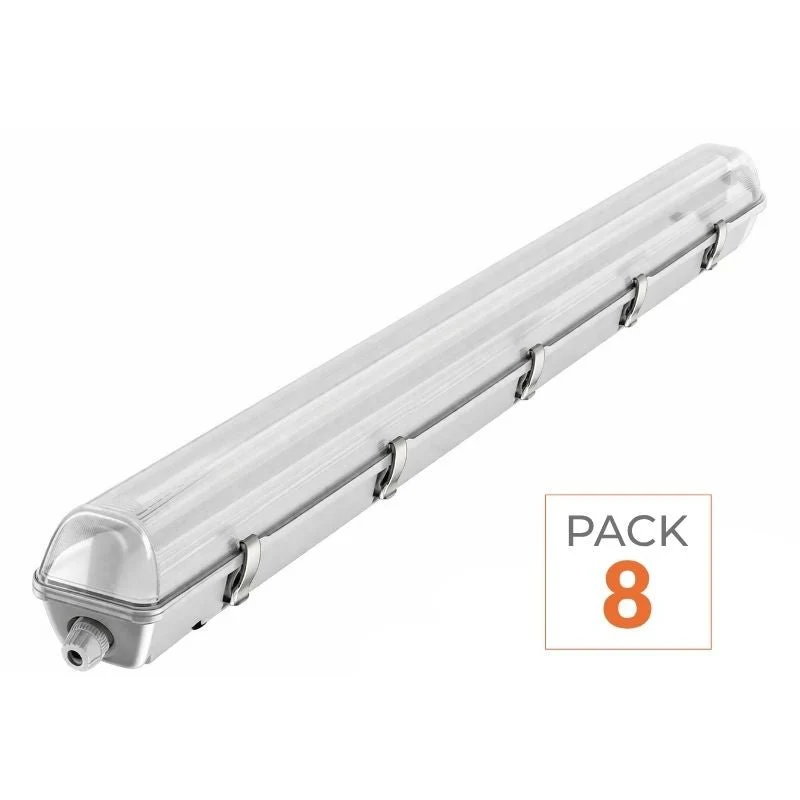 Réglette LED étanche Double pour Tubes LED T8 150cm IP65 (boitier vide) (pack de 8) Silamp