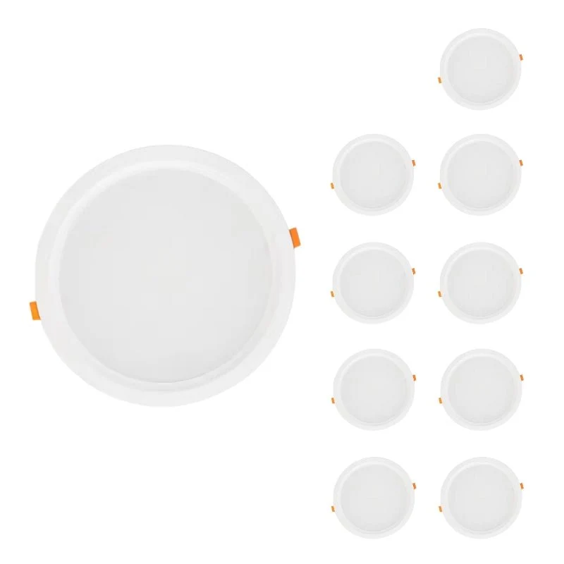 Spot LED Encastrable Plat Étanche 30W BLANC Transformateur Intégré (Pack de 10) Silamp