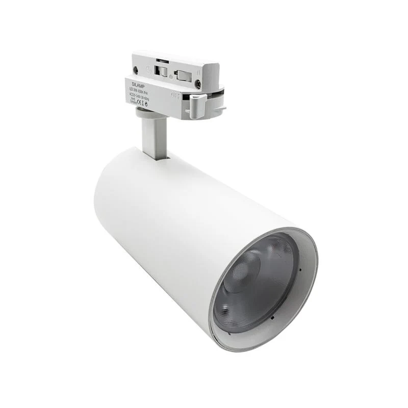 Spot LED sur Rail 30W 45° Monophasé BLANC Silamp