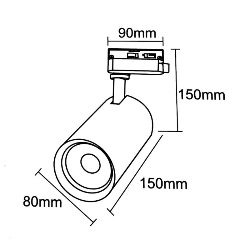 Spot LED sur Rail 30W 45° Monophasé BLANC Silamp