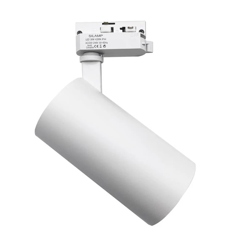 Spot LED sur Rail 30W 45° Monophasé BLANC Silamp