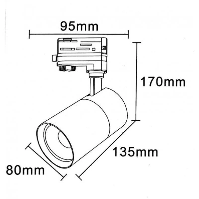 Spot LED sur Rail 30W 80° Triphasé Blanc (Pack de 5) Silamp