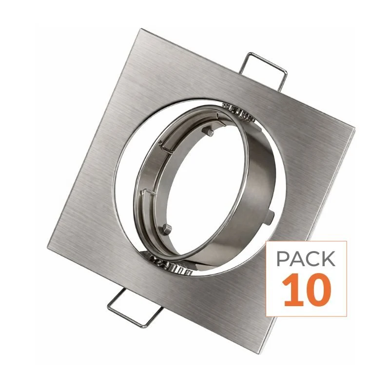 Support Spot LED GU10 Orientable Carré INOX (Pack de 10) Silamp