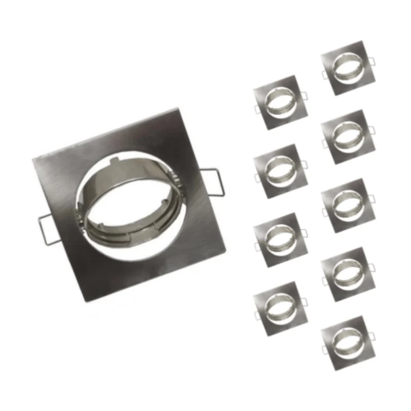Support Spot LED GU10 Orientable Carré INOX (Pack de 10) Silamp