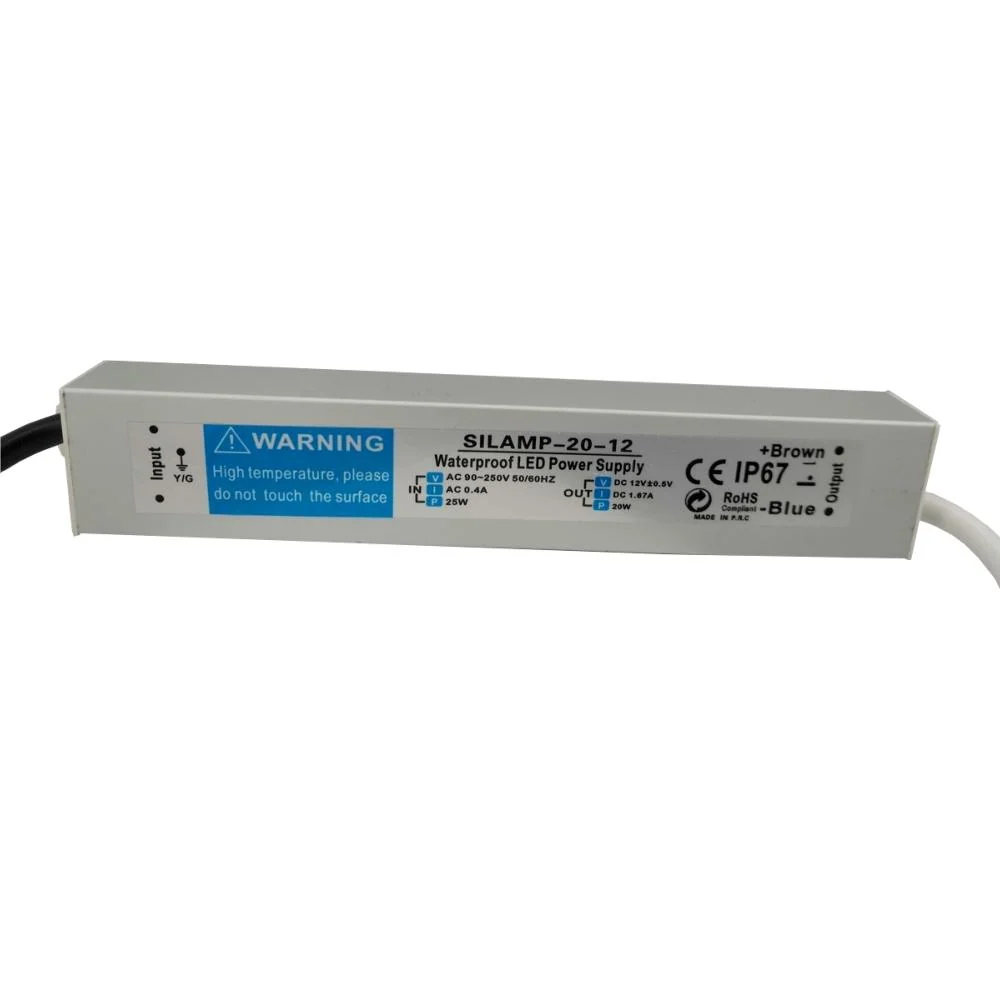 Transformateur 220V 12V IP67 20W DC 1.67A Silamp