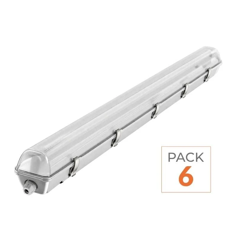 Kit de Réglette LED IP65 + Tube Néon LED 150cm T8 22W (Pack de 6) Silumen
