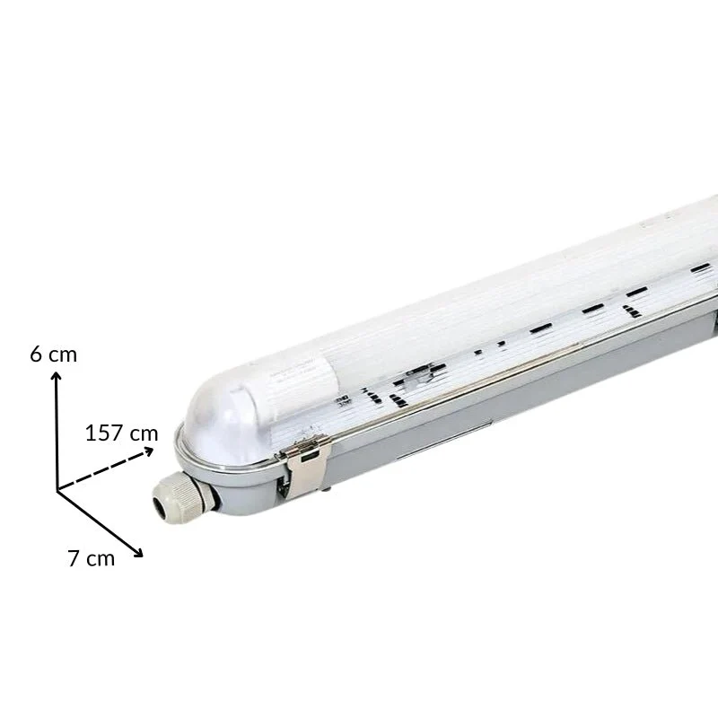 Kit de Réglette LED IP65 + Tube Néon LED 150cm T8 22W (Pack de 6) Silumen